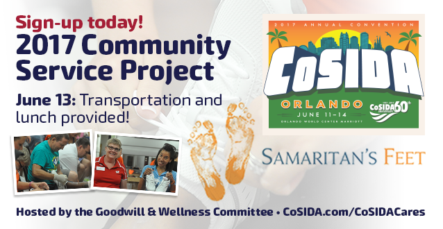 Register Today For The CoSIDA Community Service Project, Samaritan's Feet